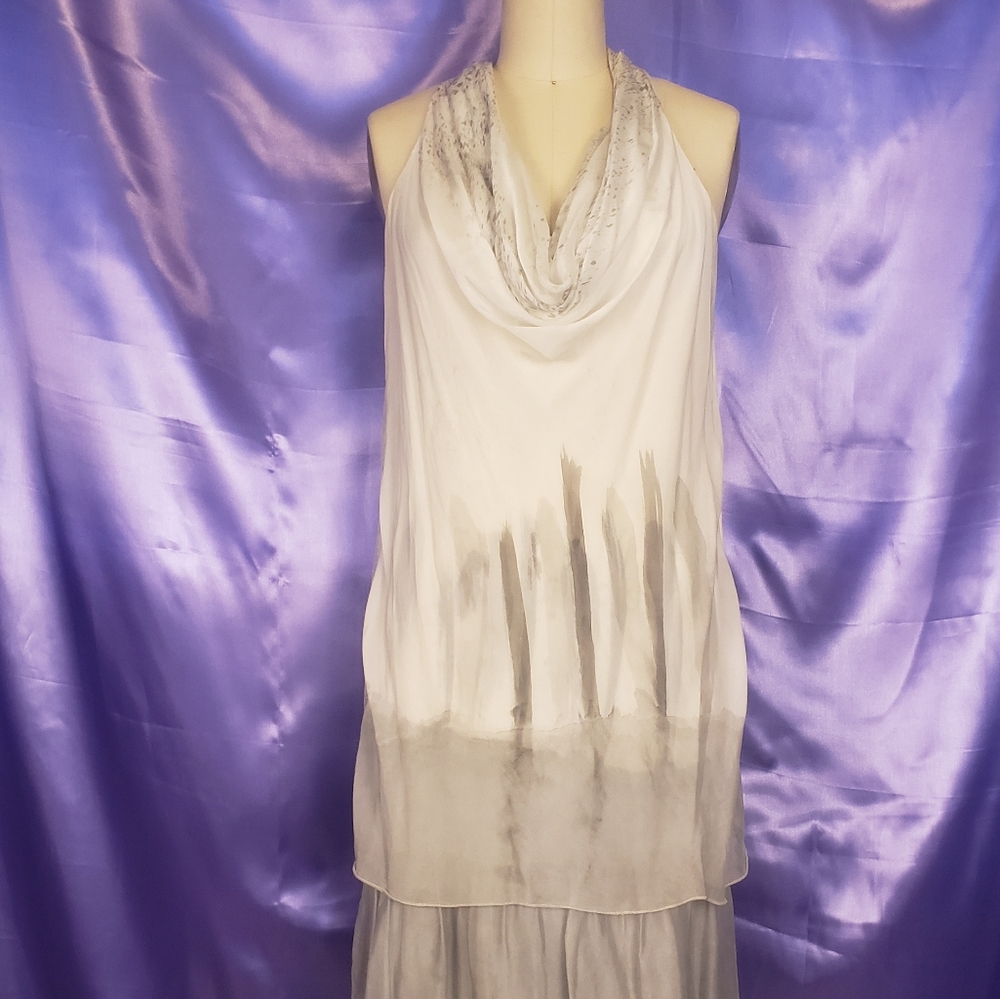 Cowl neck ruffle dress